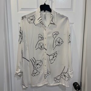 RACHEL PALLY white blouse with black flowers O/S​